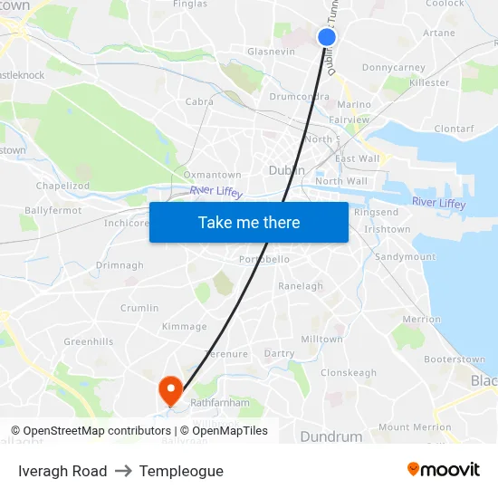 Iveragh Road to Templeogue map