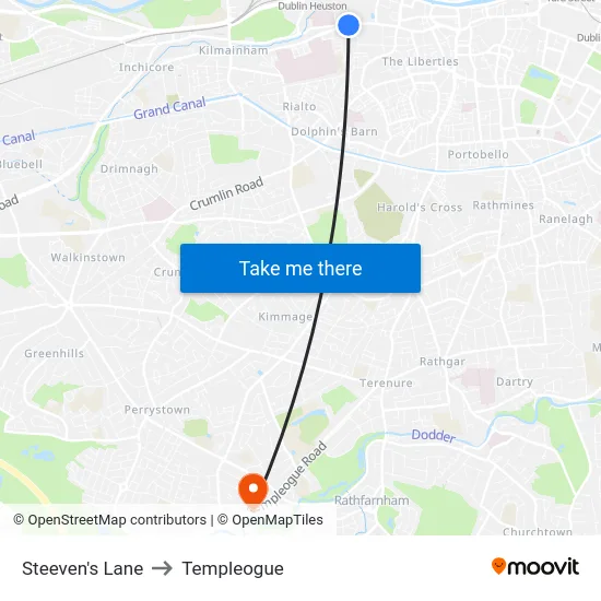 Steeven's Lane to Templeogue map