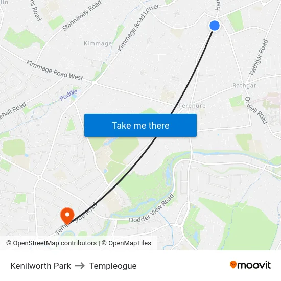 Kenilworth Park to Templeogue map