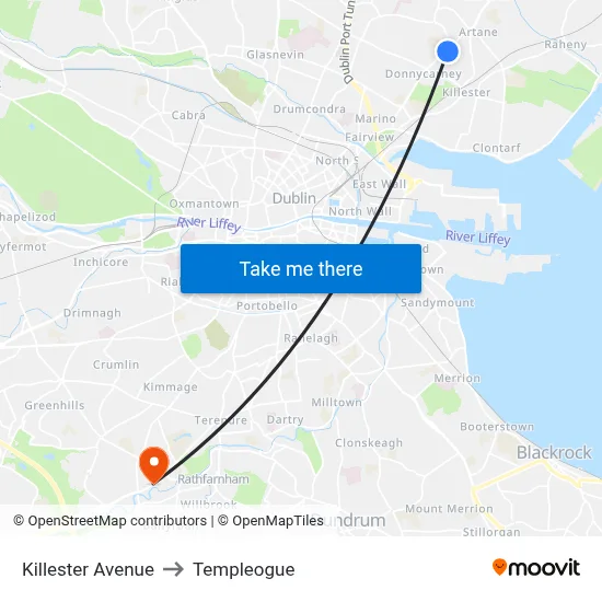 Killester Avenue to Templeogue map