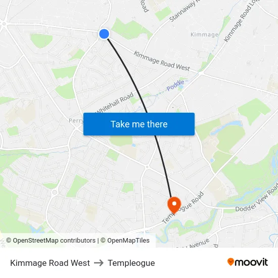 Kimmage Road West to Templeogue map