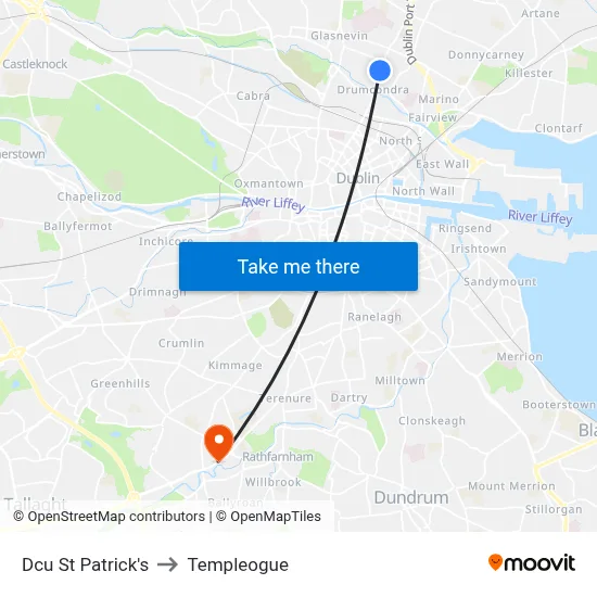 Dcu St Patrick's to Templeogue map