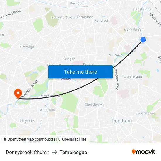 Donnybrook Church to Templeogue map
