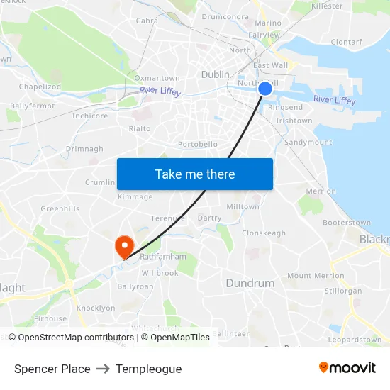 Spencer Place to Templeogue map