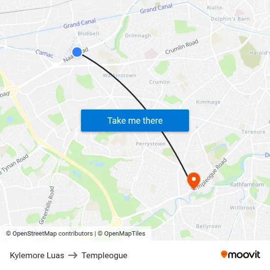 Kylemore Luas to Templeogue map
