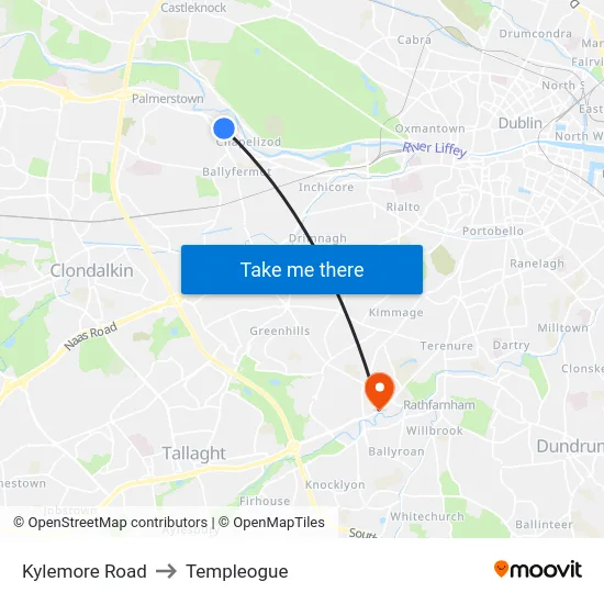 Kylemore Road to Templeogue map