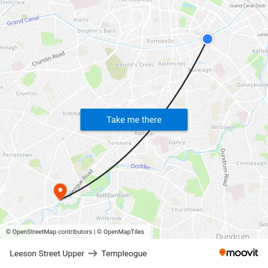 Leeson Street Upper to Templeogue map