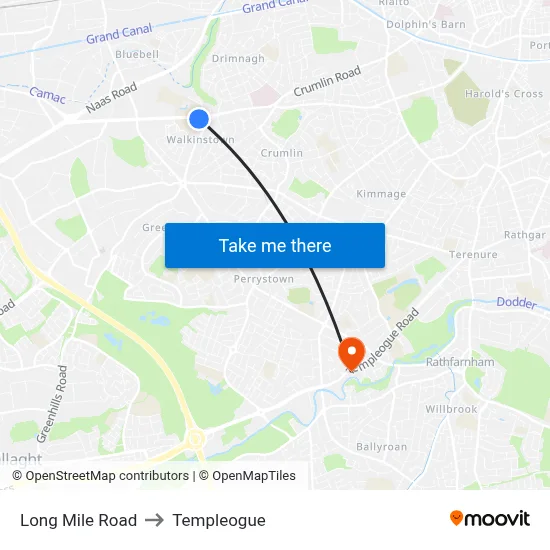 Long Mile Road to Templeogue map