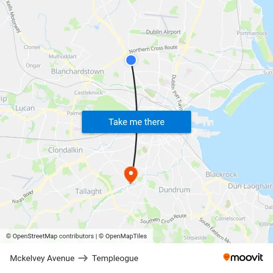 Mckelvey Avenue to Templeogue map