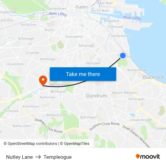 Nutley Lane to Templeogue map