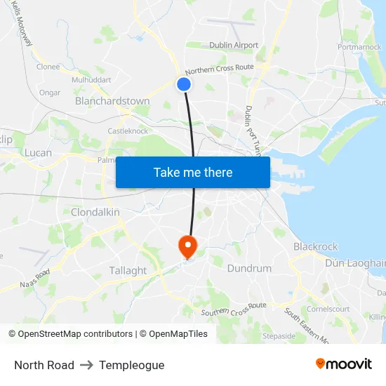 North Road to Templeogue map