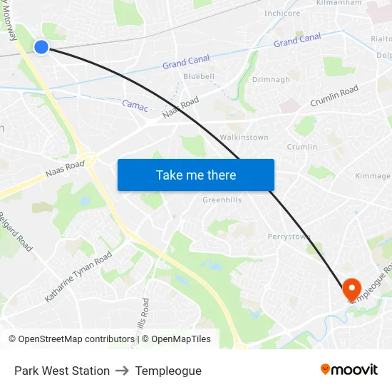 Park West Station to Templeogue map