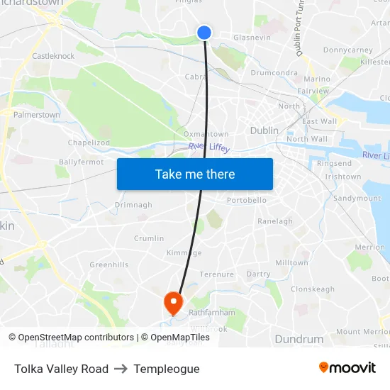 Tolka Valley Road to Templeogue map