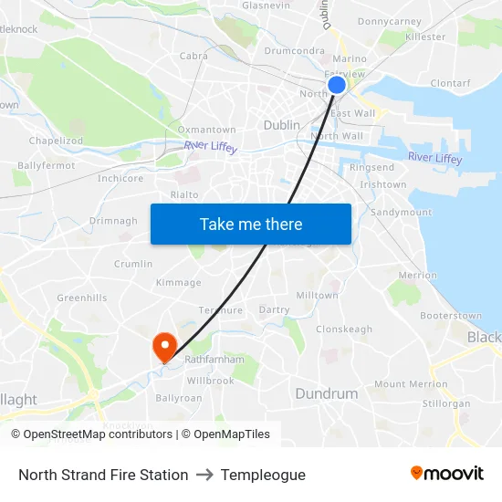 North Strand Fire Station to Templeogue map
