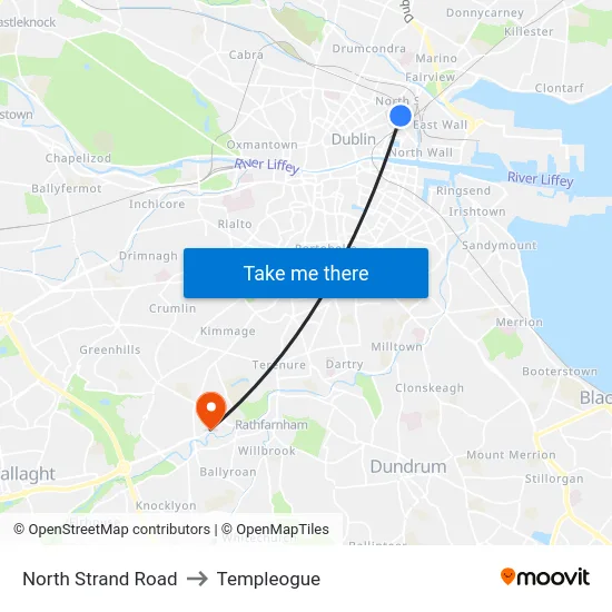 North Strand Road to Templeogue map