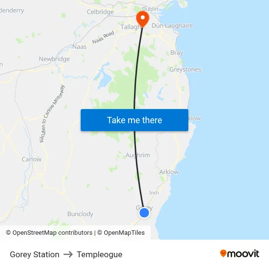 Gorey Station to Templeogue map