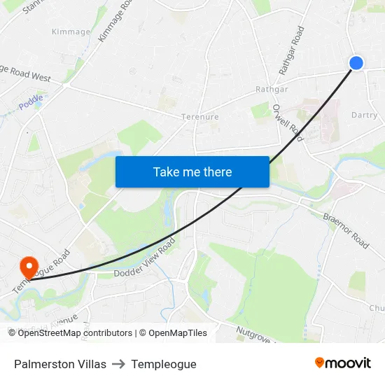 Palmerston Villas to Templeogue map
