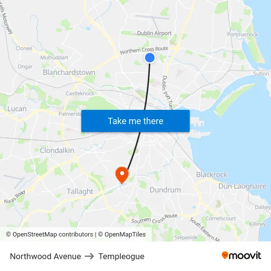 Northwood Avenue to Templeogue map