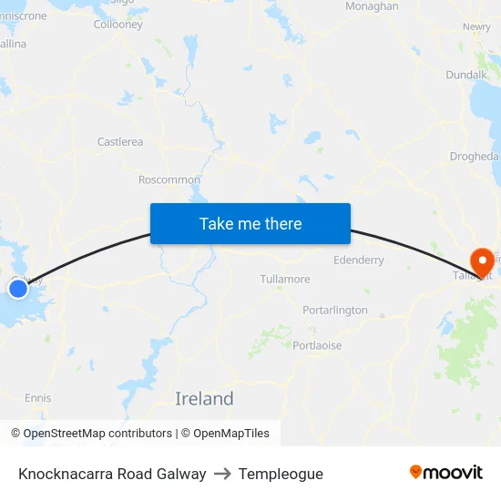 Knocknacarra Road Galway to Templeogue map