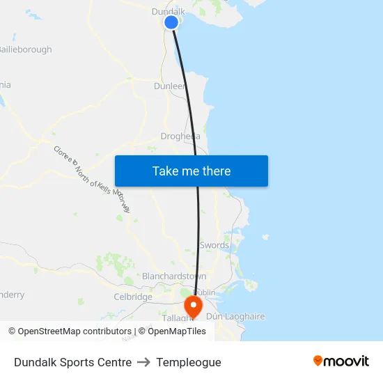 Dundalk Sports Centre to Templeogue map