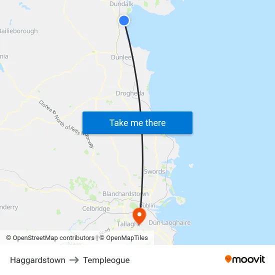 Haggardstown to Templeogue map