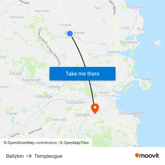 Ballybin to Templeogue map