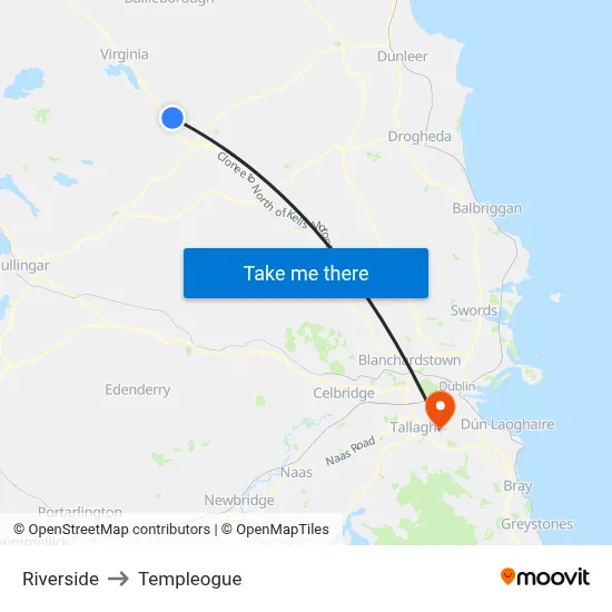 Riverside to Templeogue map