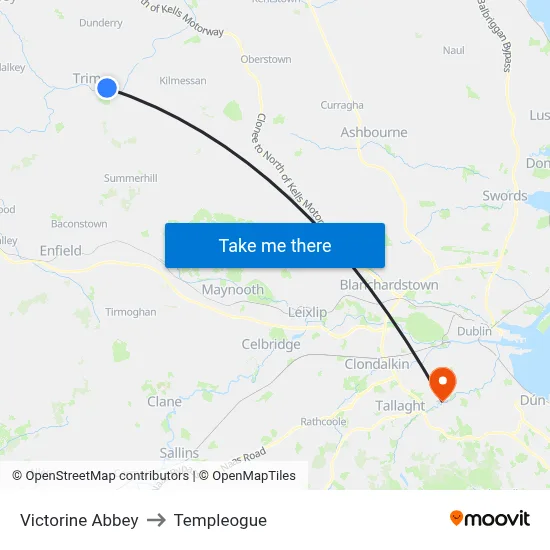 Victorine Abbey to Templeogue map