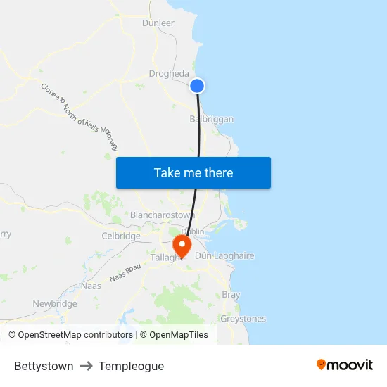 Bettystown to Templeogue map