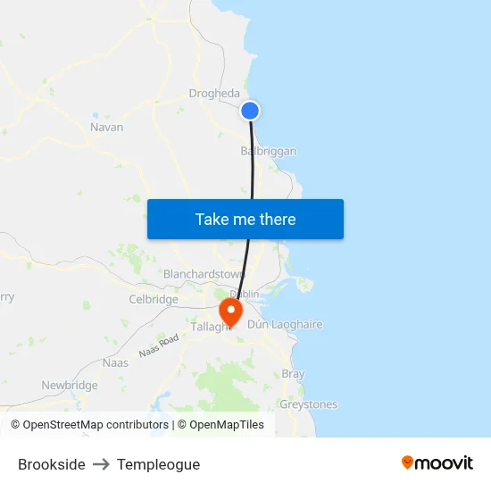Brookside to Templeogue map
