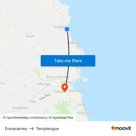 Donacarney to Templeogue map