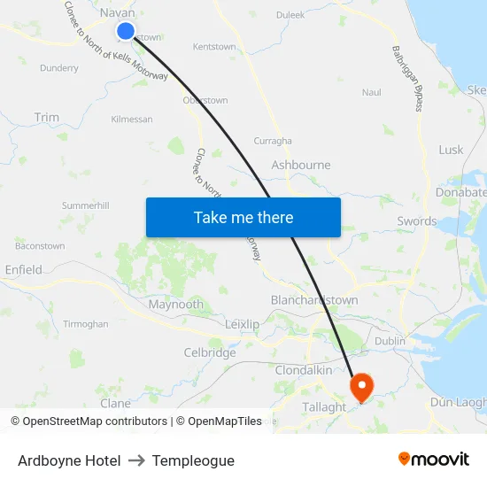 Ardboyne Hotel to Templeogue map