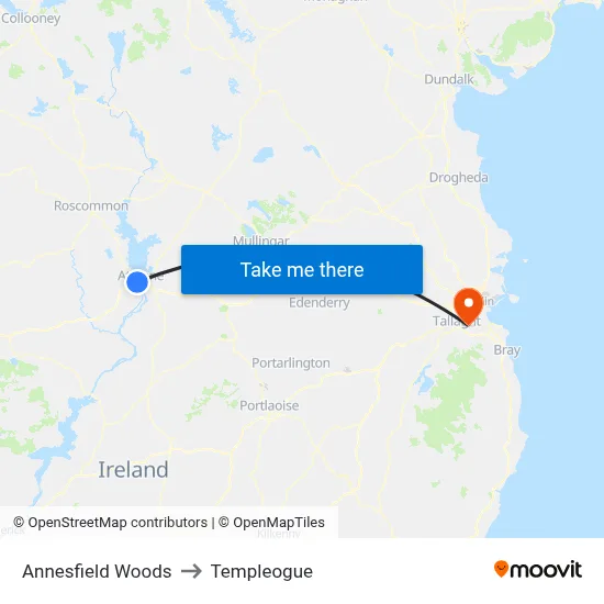 Annesfield Woods to Templeogue map