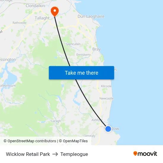 Wicklow Retail Park to Templeogue map