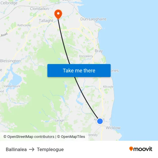 Ballinalea to Templeogue map