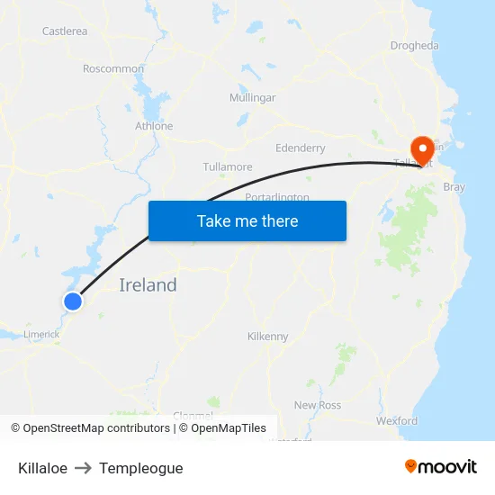 Killaloe to Templeogue map