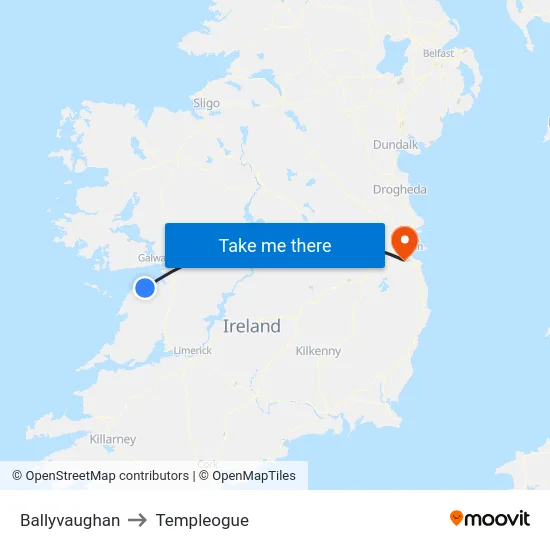 Ballyvaughan to Templeogue map