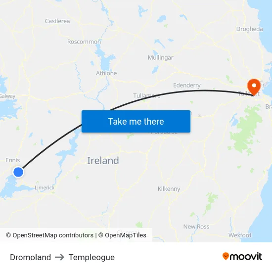 Dromoland to Templeogue map