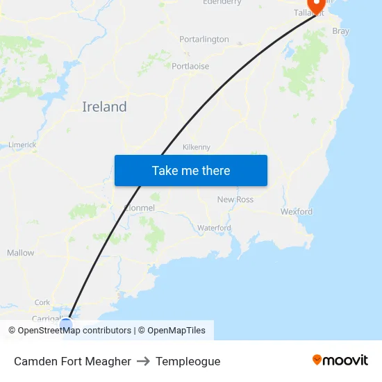 Camden Fort Meagher to Templeogue map