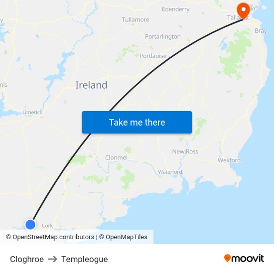 Cloghroe to Templeogue map