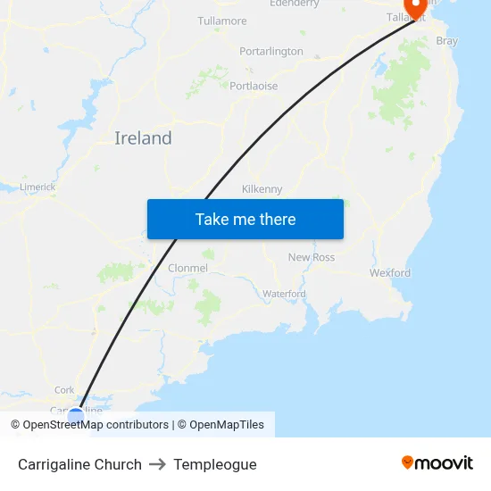 Carrigaline Church to Templeogue map