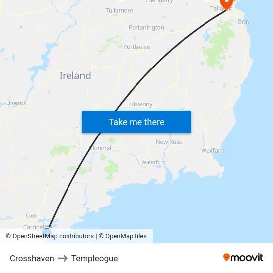 Crosshaven to Templeogue map