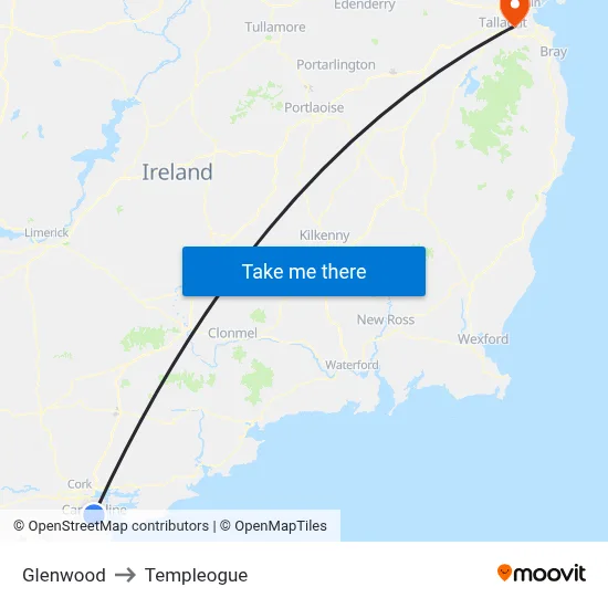 Glenwood to Templeogue map