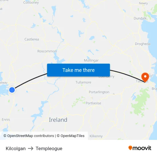 Kilcolgan to Templeogue map