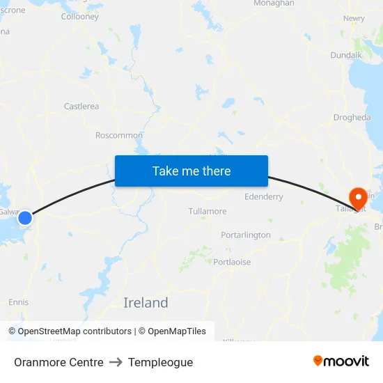 Oranmore Centre to Templeogue map