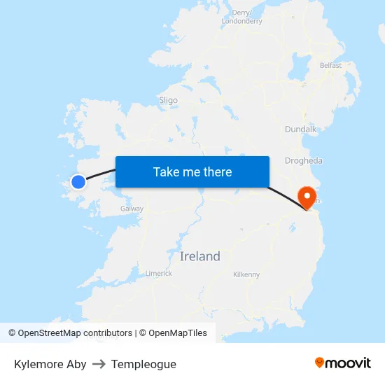 Kylemore Aby to Templeogue map