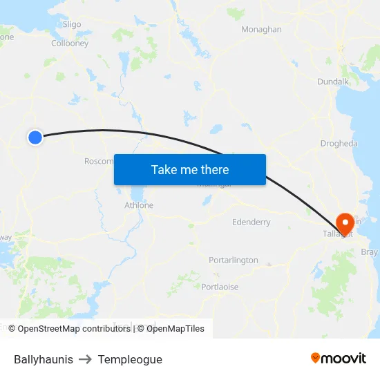 Ballyhaunis to Templeogue map