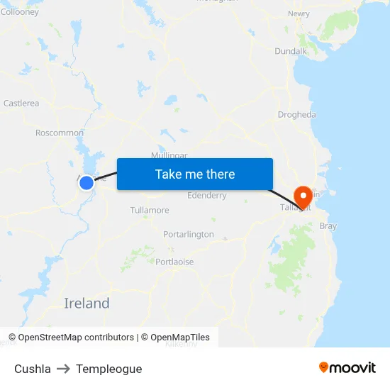 Cushla to Templeogue map