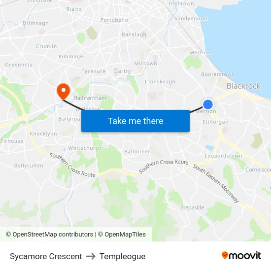 Sycamore Crescent to Templeogue map
