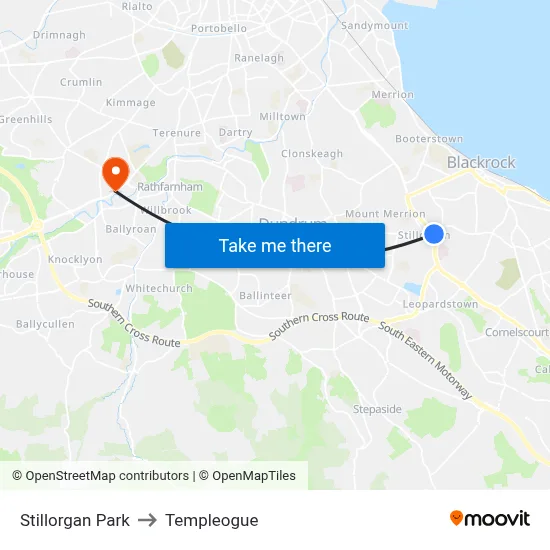 Stillorgan Park to Templeogue map
